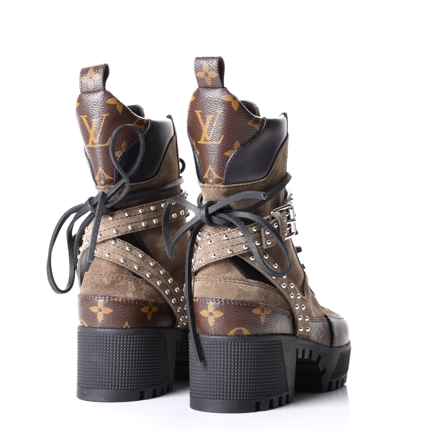 Louis Vuitton Suede Calfskin Monogram Laureate Platform Desert Boots 36.5 Kaki 4 of 9