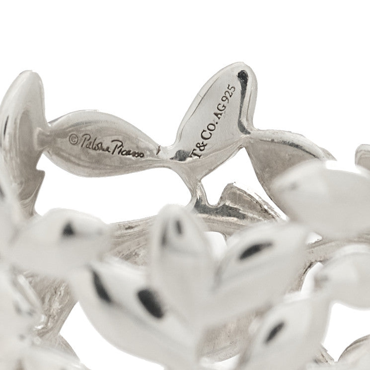 Sterling Silver Wide Paloma Picasso Olive Leaf Band Ring 56 7.5