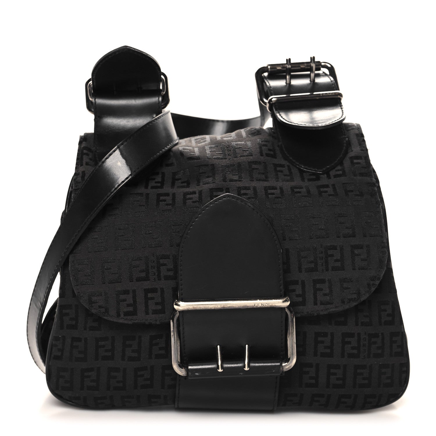 Fendi Zucchino Buckle Shoulder Bag Black 1 of 13