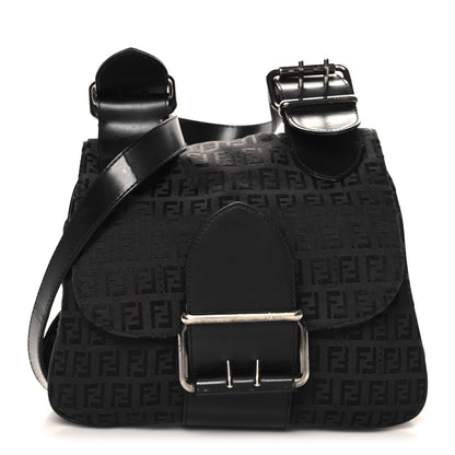 Fendi Zucchino Buckle Shoulder Bag Black 1 of 13