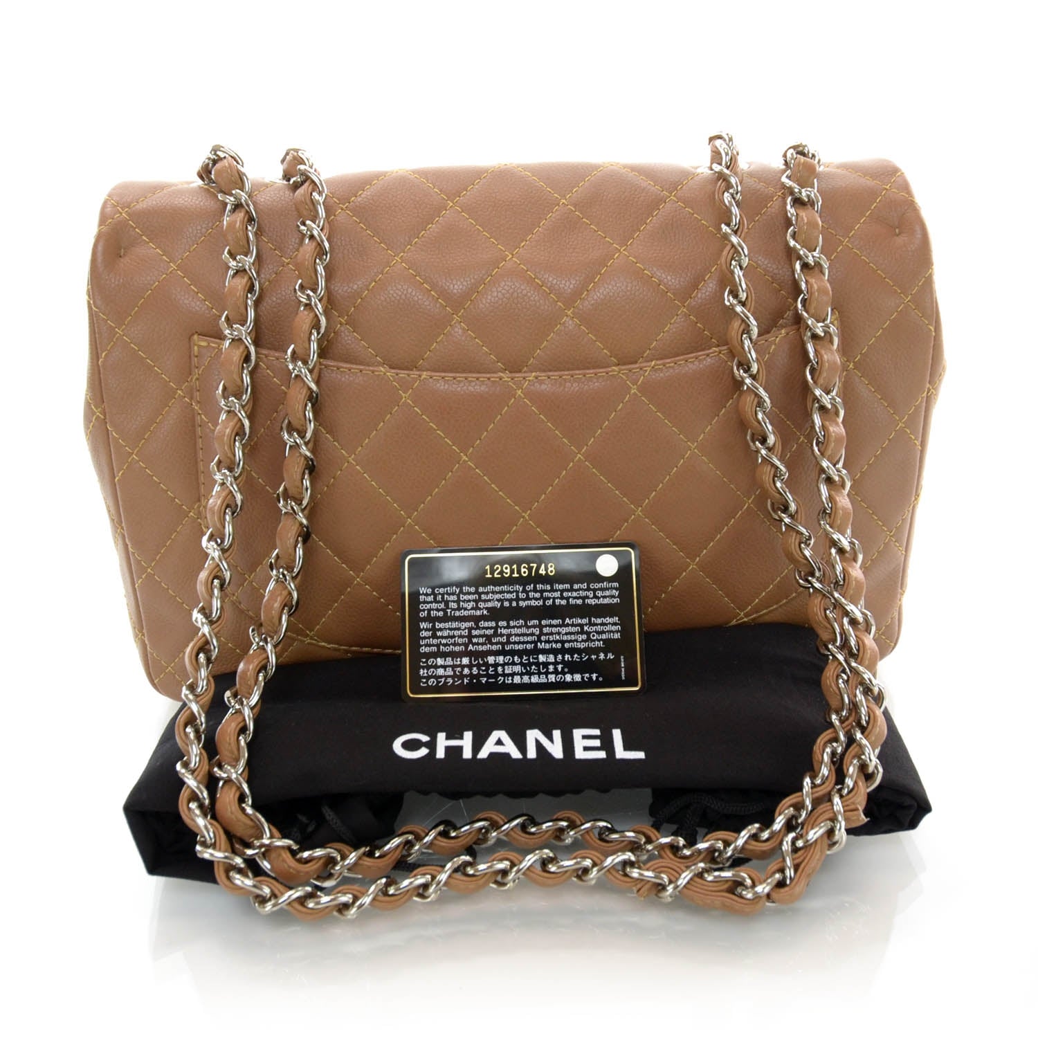 Chanel Washed Caviar Jumbo Single Flap Light Brown 3 of 10