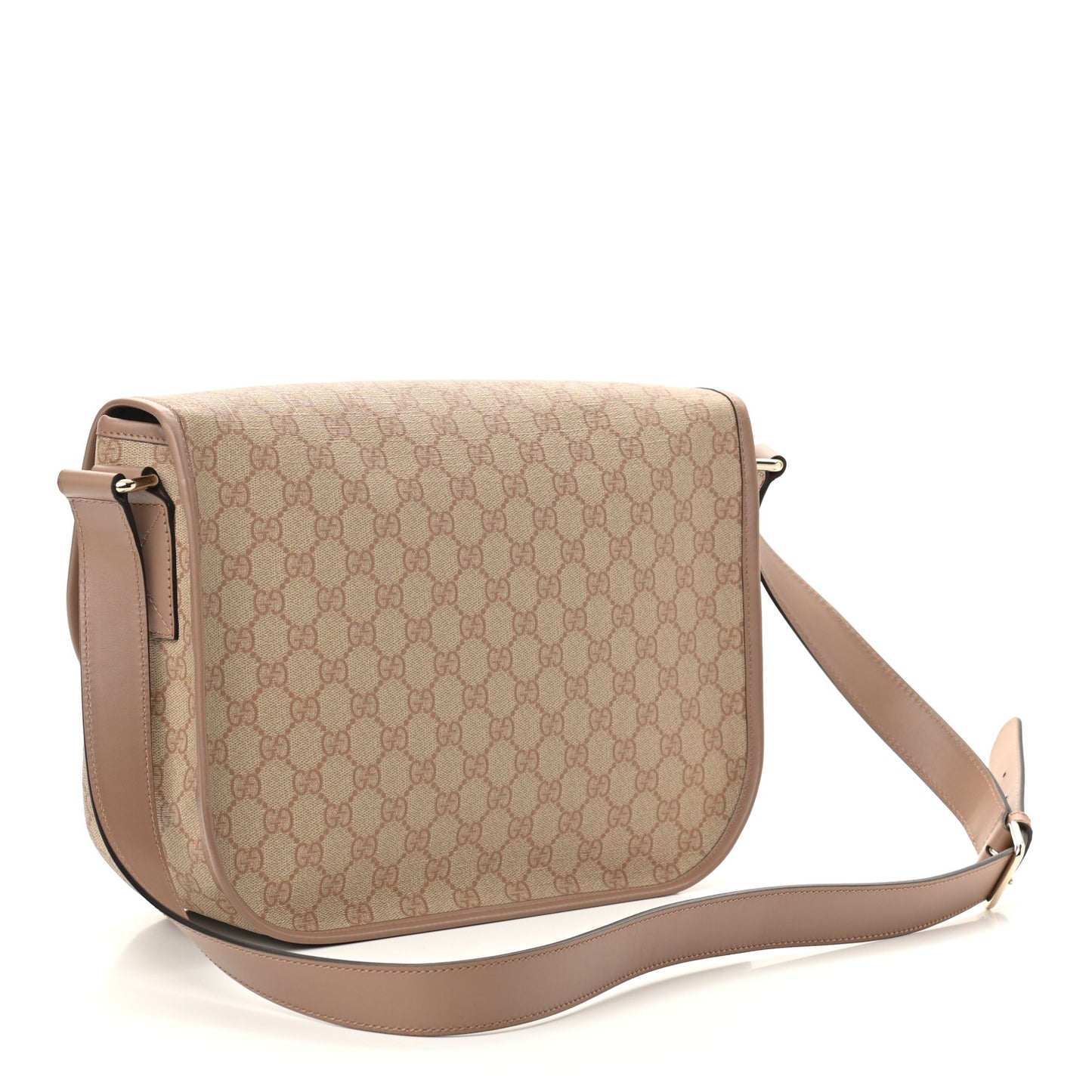 GG Plus Monogram Medium Double Buckle Flap Messenger Bag Pink