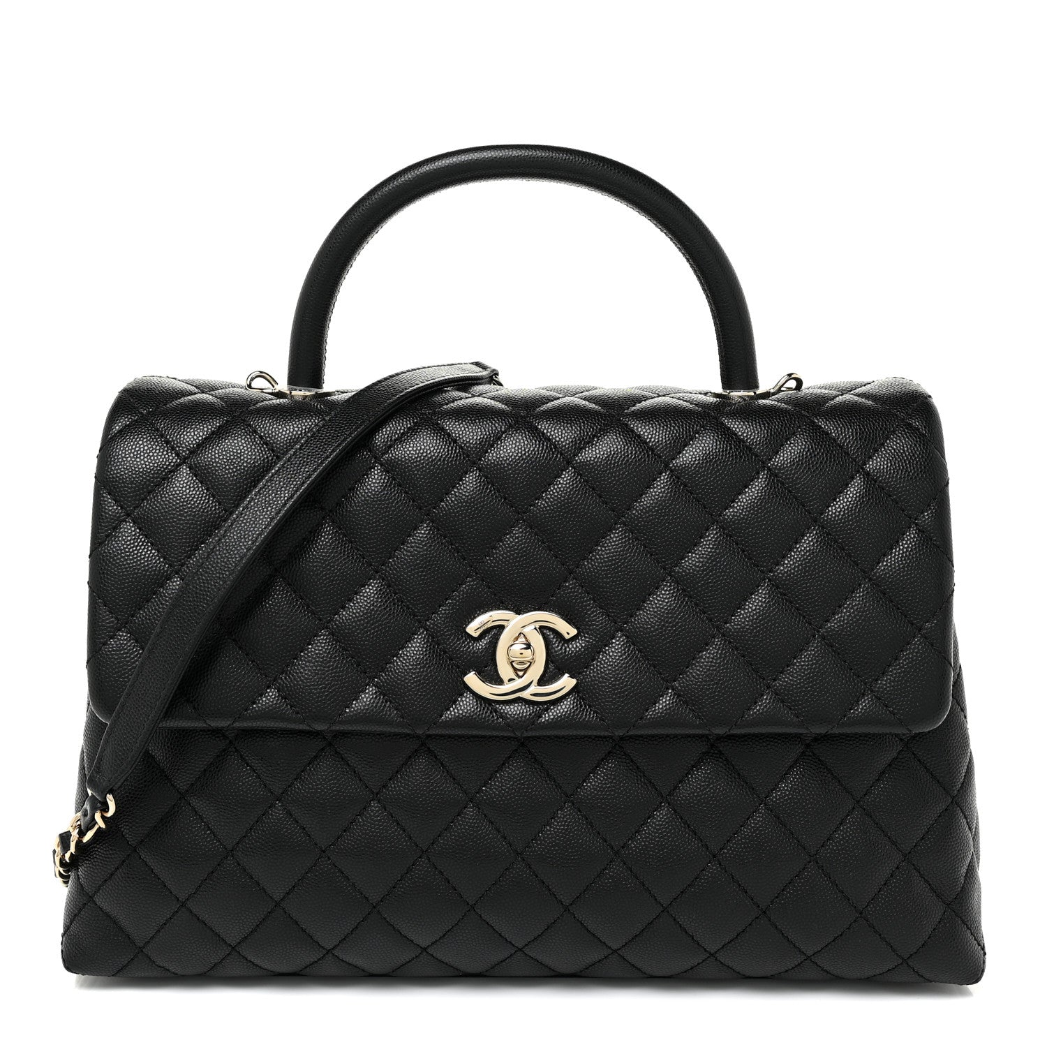 Chanel Caviar Quilted Medium Coco Handle Flap Black 1 of 17