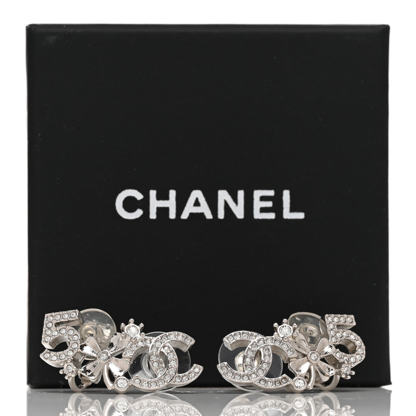Crystal Star 5 CC Earrings Silver