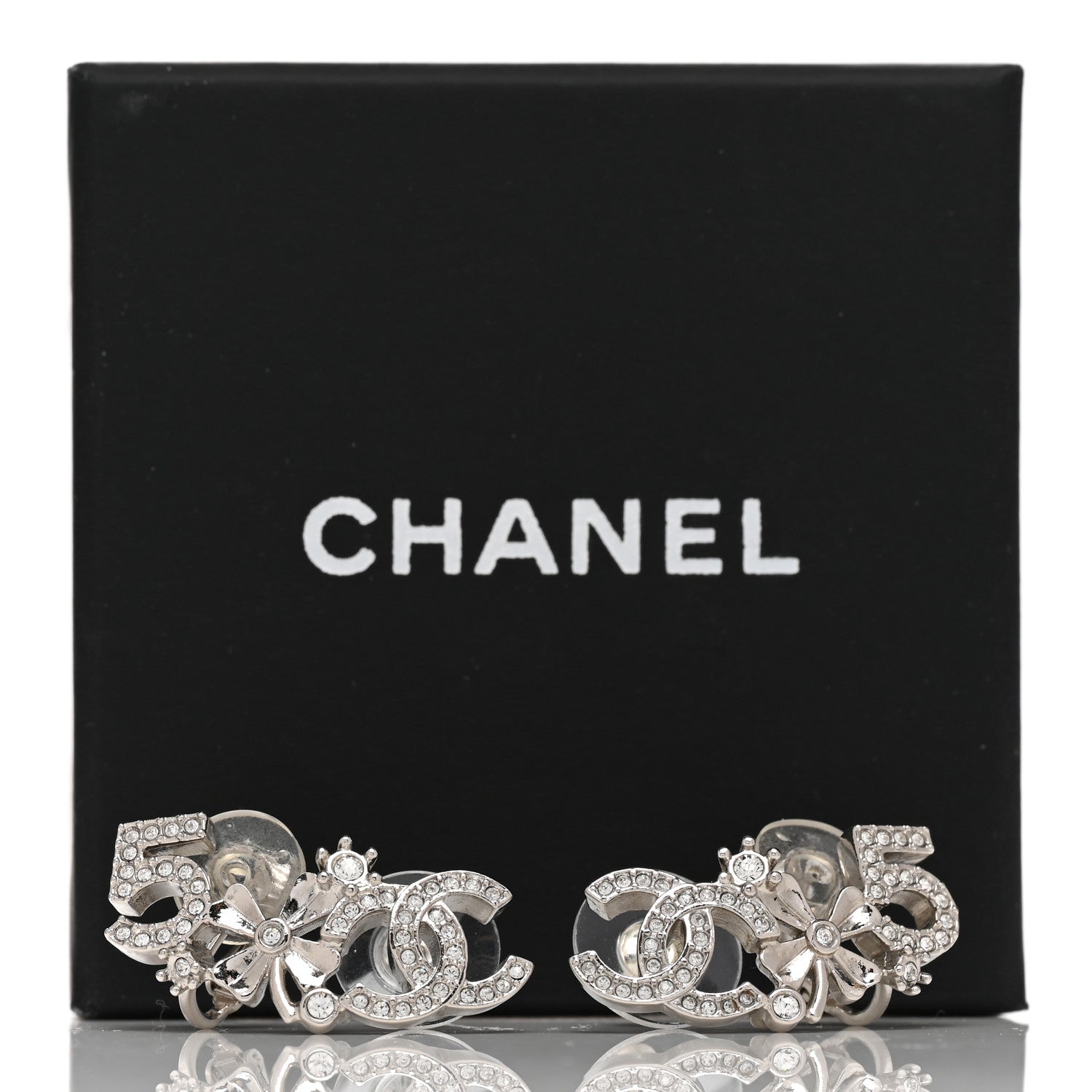Chanel Crystal Star 5 CC Earrings Silver 5 of 5