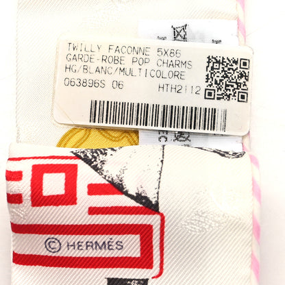 Hermes Silk Garde Robe Pop Charms Twilly White Multicolor 3 of 3