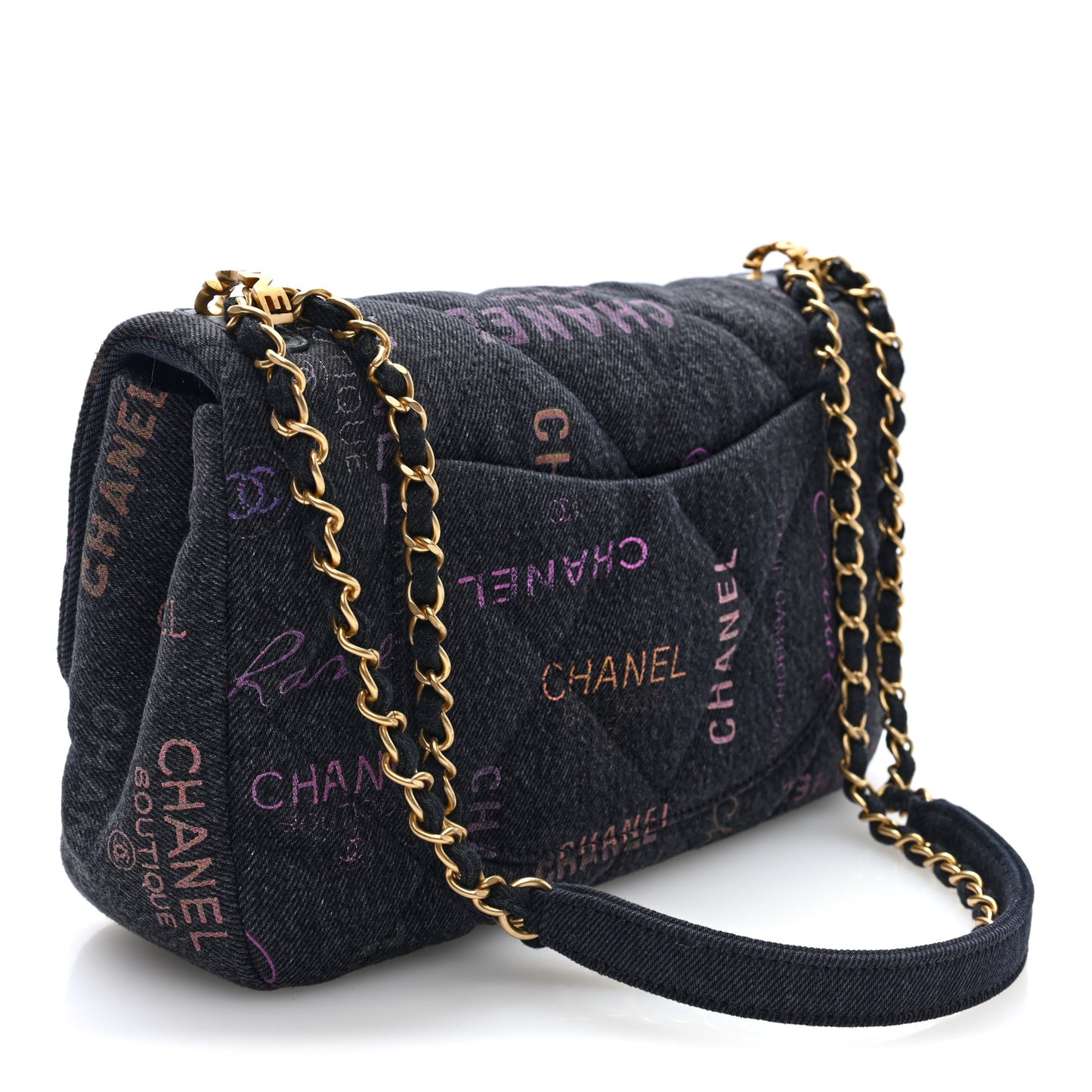 Denim Quilted Denim Mood Large Flap Black Multicolor