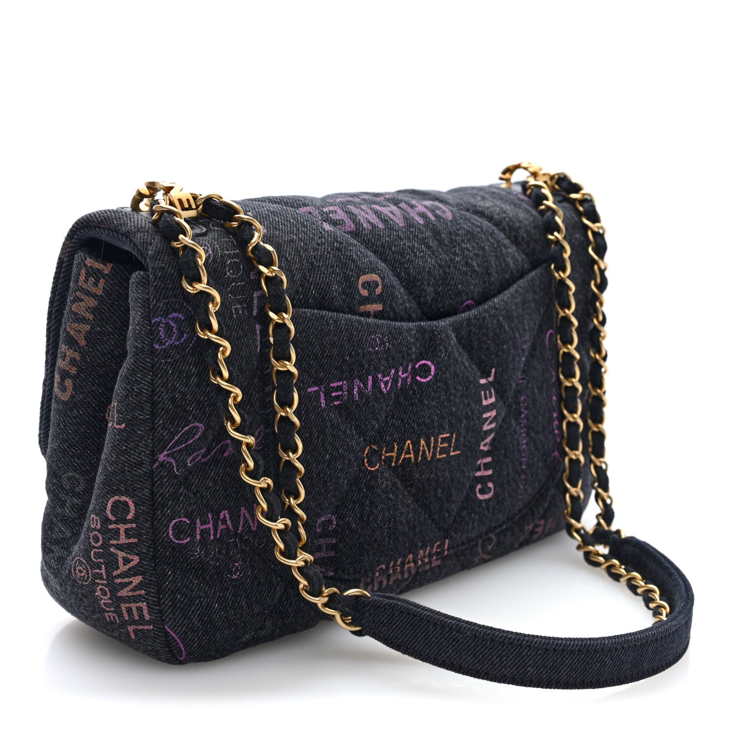 Chanel Denim Quilted Denim Mood Large Flap Black Multicolor 4 of 10