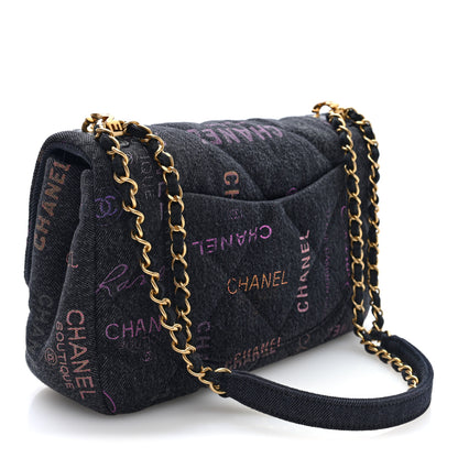 Chanel Denim Quilted Denim Mood Large Flap Black Multicolor 4 of 10
