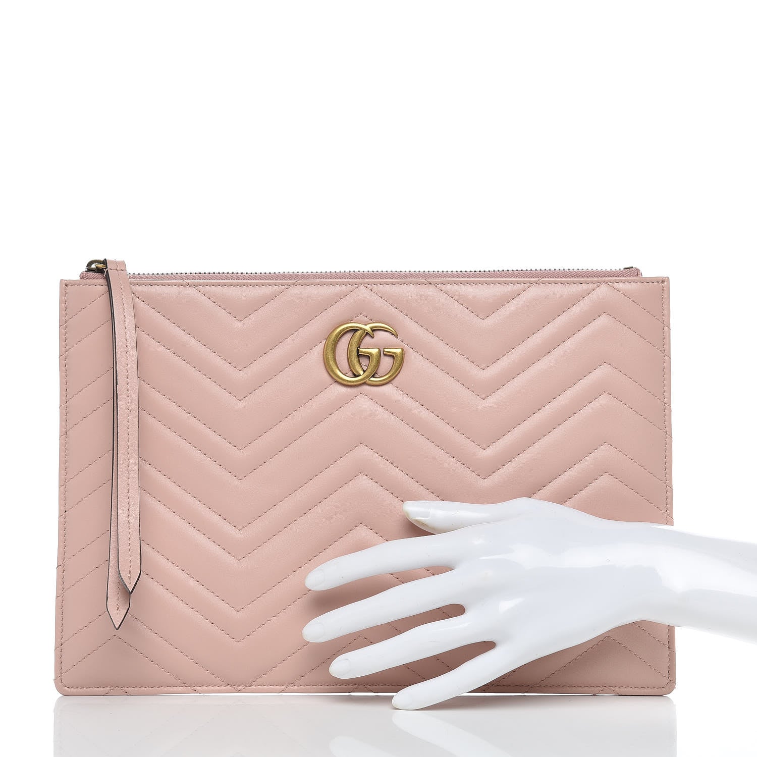 Gucci Calfskin Matelasse Large GG Marmont Zip Pouch Perfect Pink 2 of 9