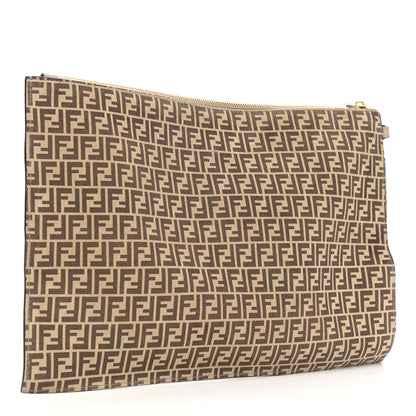 Fendi Suede Vitello Grace Micro FF Large Flat Pouch Nude Spring Maya 3 of 7