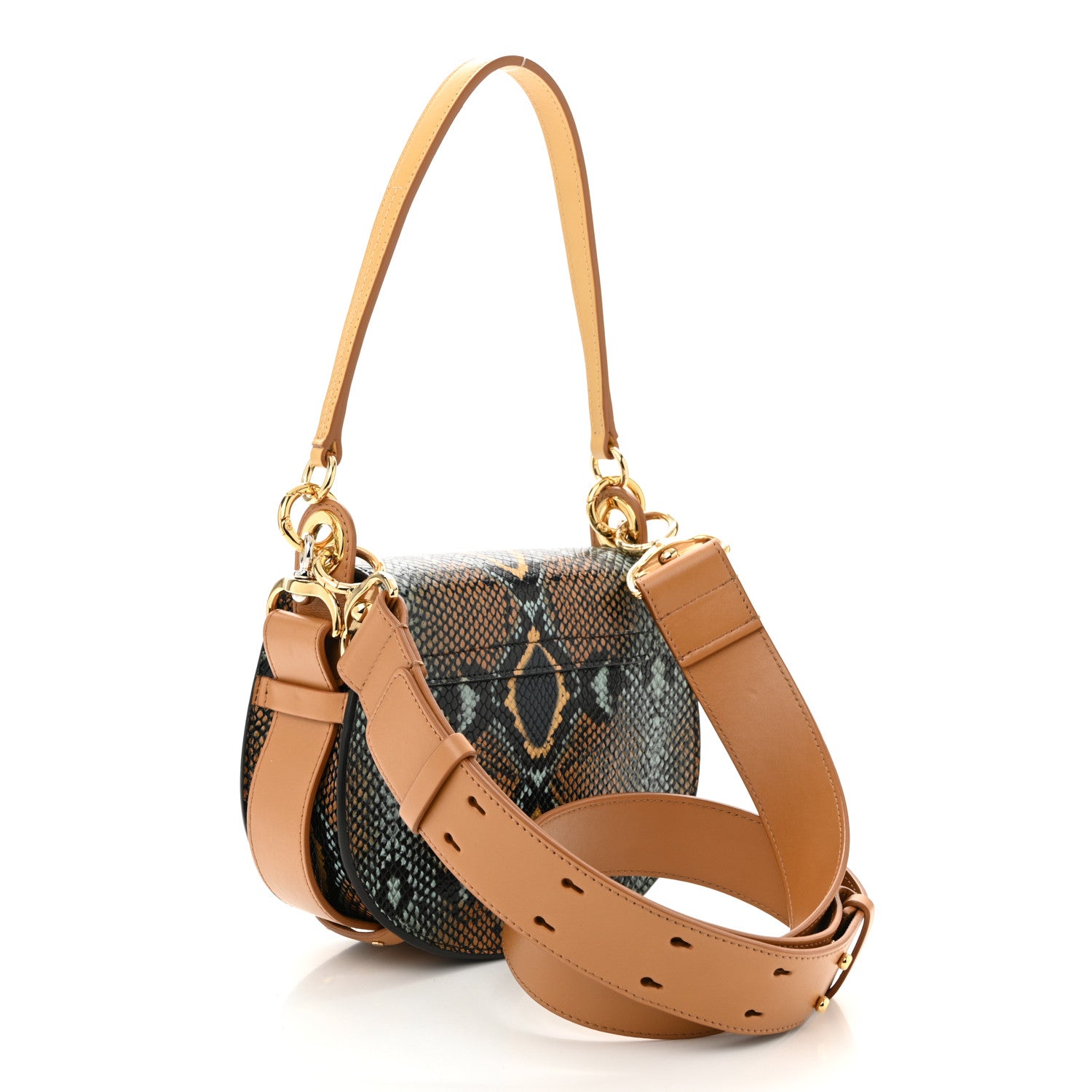 Chloe Calfskin Watersnake Embossed Small Tess Bag Brown Multicolor 3 of 9
