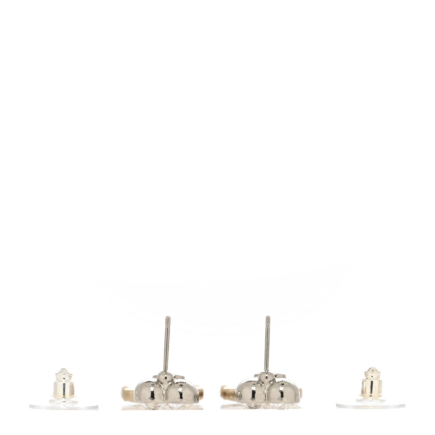 Chanel Crystal CC Heart Drop Earrings Gold Silver 3 of 4