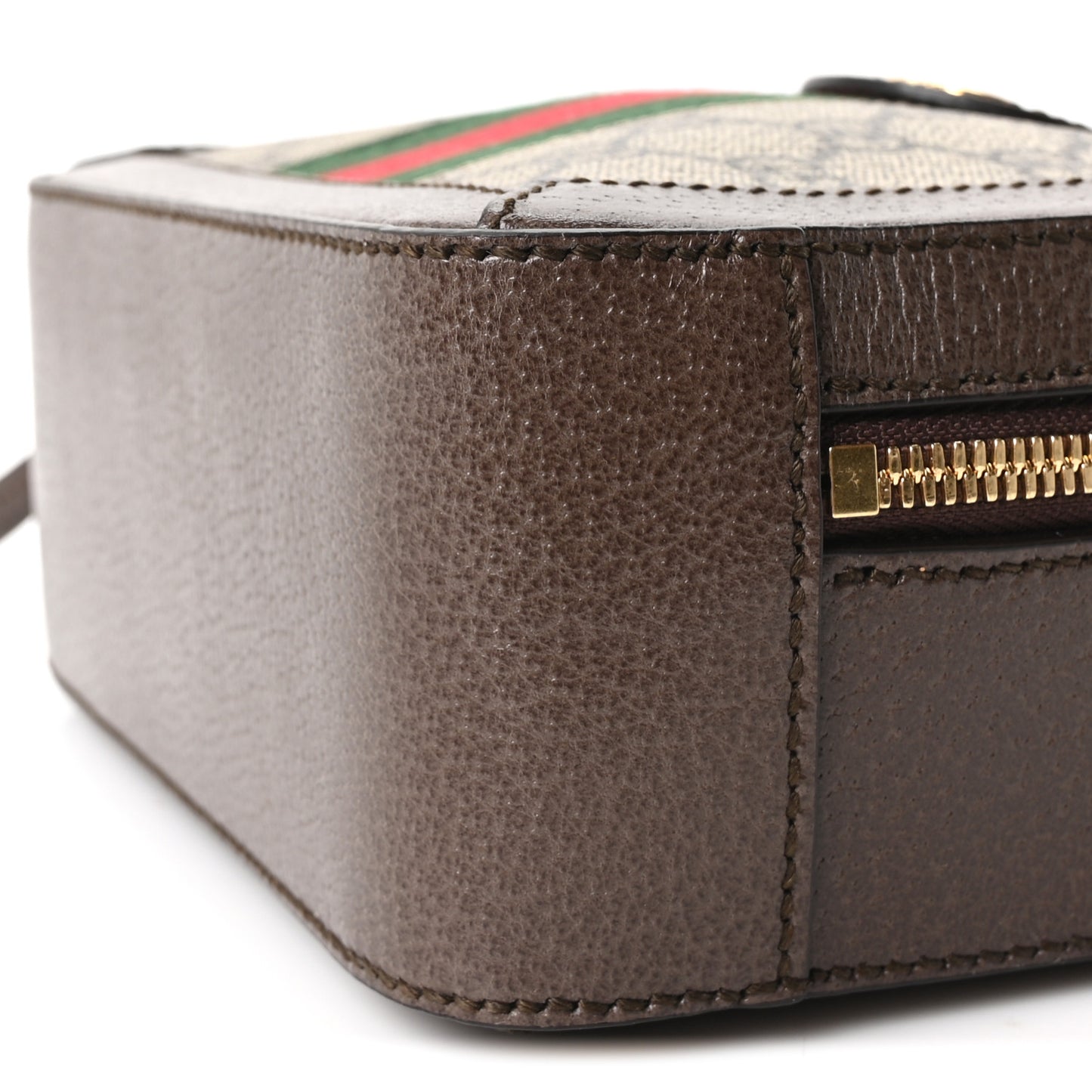 GG Supreme Monogram Mini Ophidia Top Handle Shoulder Bag Brown