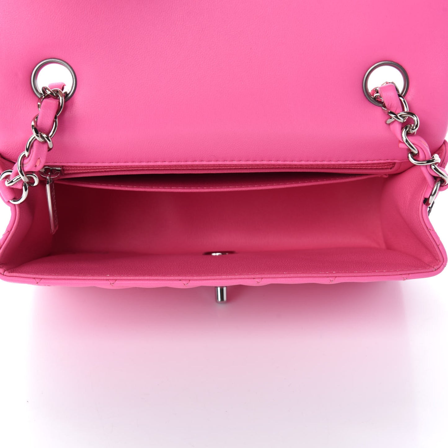 Lambskin Quilted Mini Rectangular Flap Neon Pink