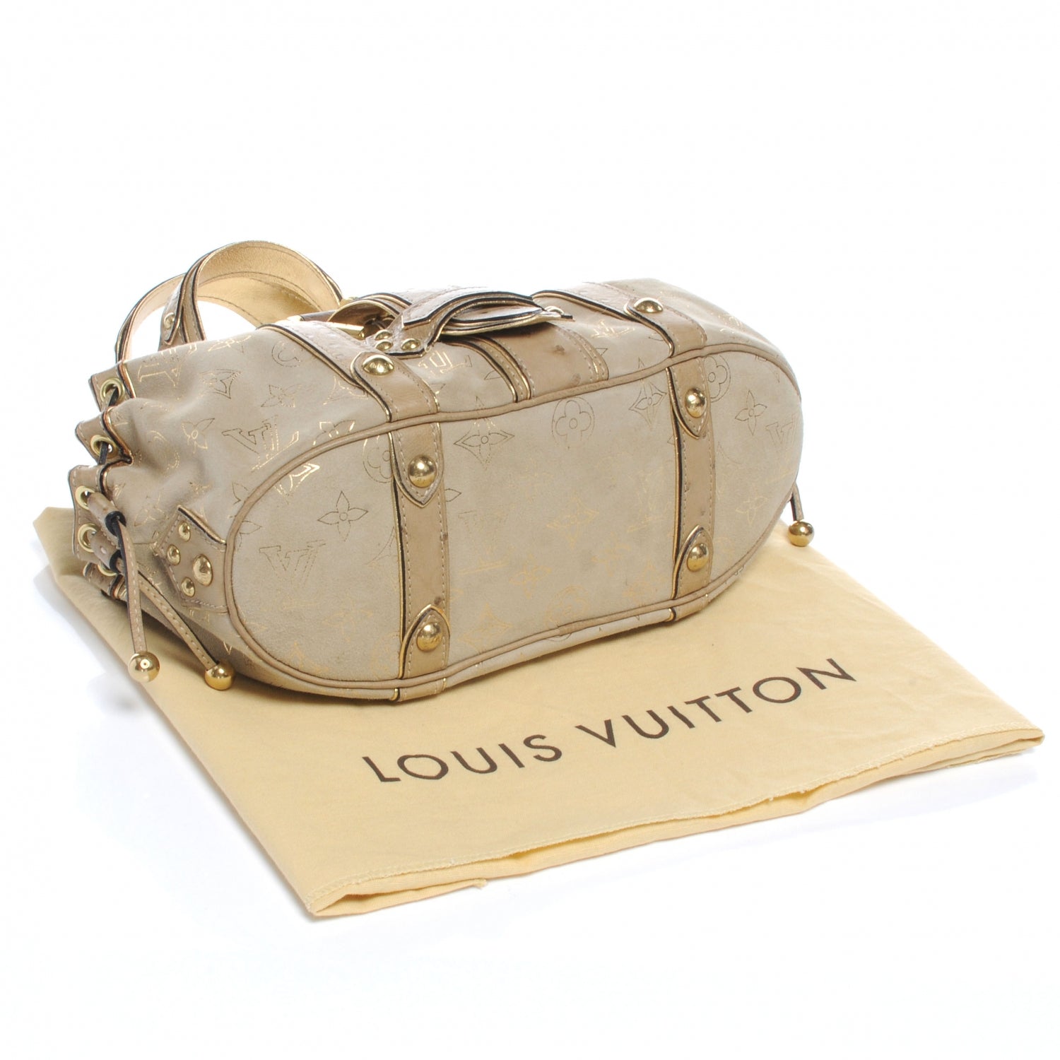 Louis Vuitton Monogram Suede Ostrich Theda GM Gold 4 of 7
