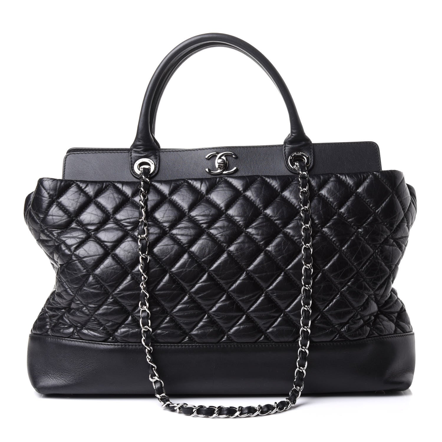 Chanel Aged Calfskin Quilted Be CC Tote Black 1 of 12