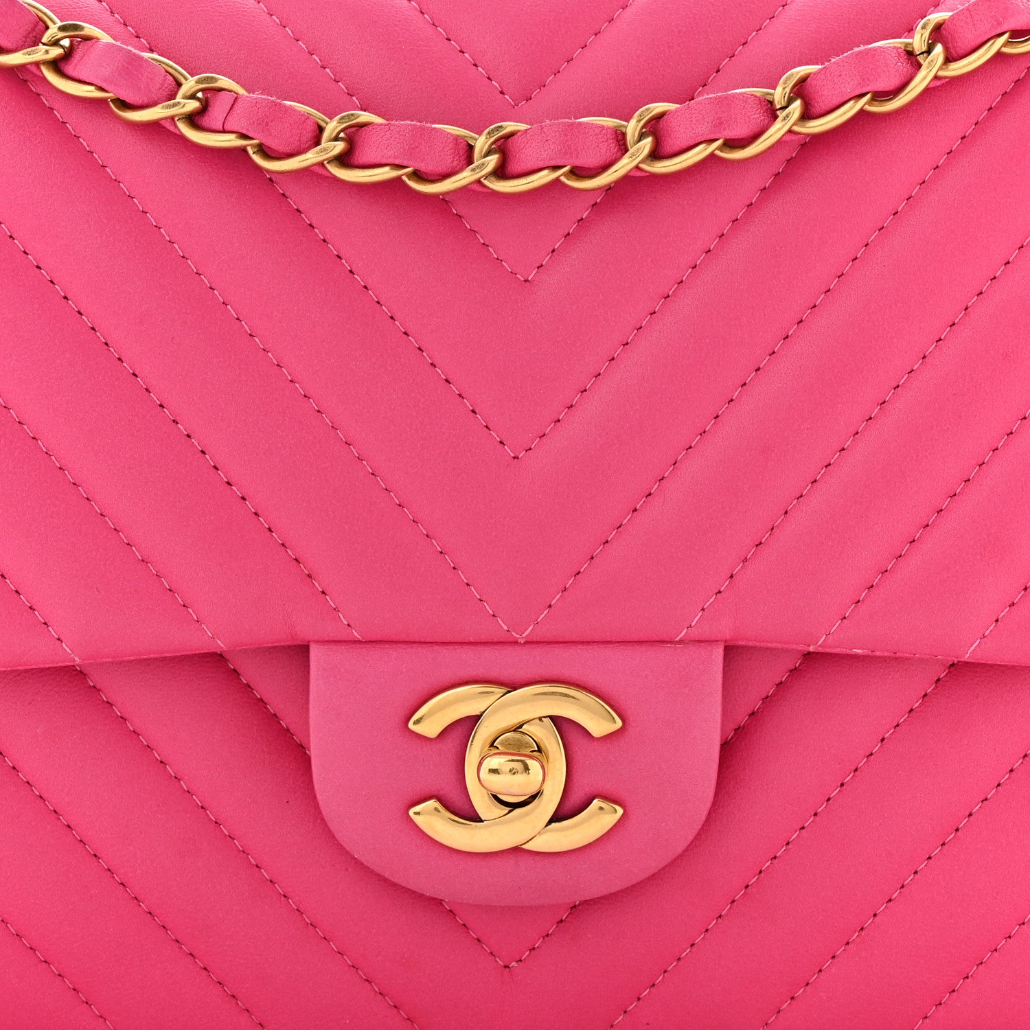 Chanel Lambskin Chevron Quilted Medium Double Flap Pink 8 of 10