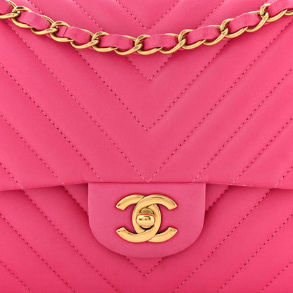 Chanel Lambskin Chevron Quilted Medium Double Flap Pink 8 of 10
