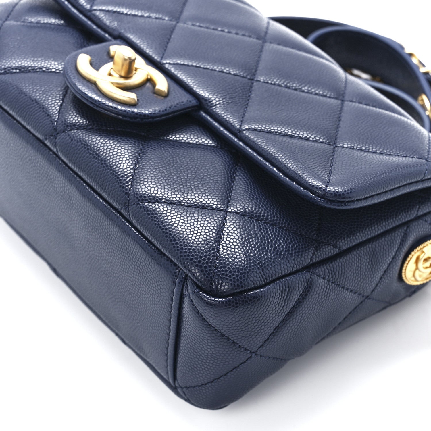 Chanel Caviar Quilted Small Twist Your Buttons Flap Blue 11 of 11