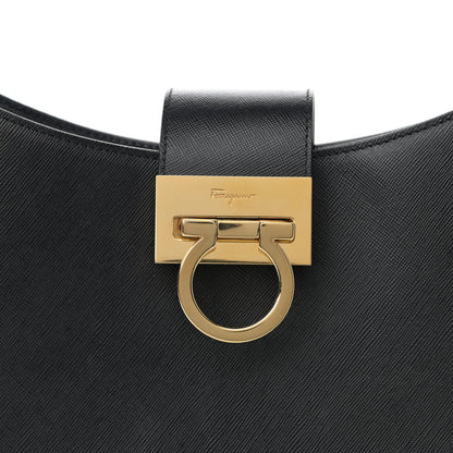 Salvatore Ferragamo Hammered Calfskin Gancini Hobo Black 7 of 9