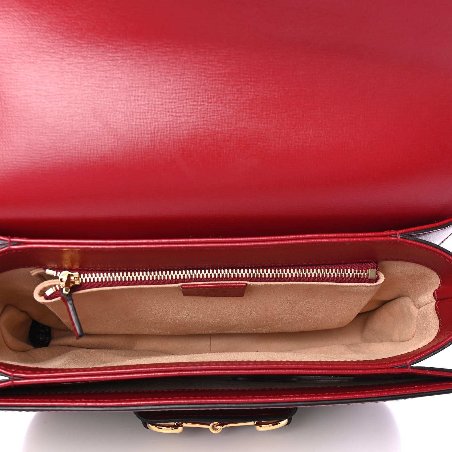 Gucci GG Supreme Monogram Azalea Calfskin Horsebit 1955 Shoulder Bag Beige Ebony New Cherry Red 4 of 4