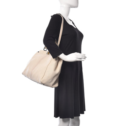 Fendi Goatskin Elaphe Large Peekaboo Iconic Satchel Latte Natural 3 of 21