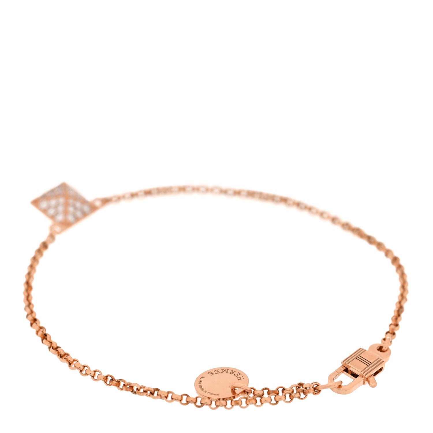 Hermes 18K Rose Gold Diamond PM Clou d'H Bracelet 2 of 4