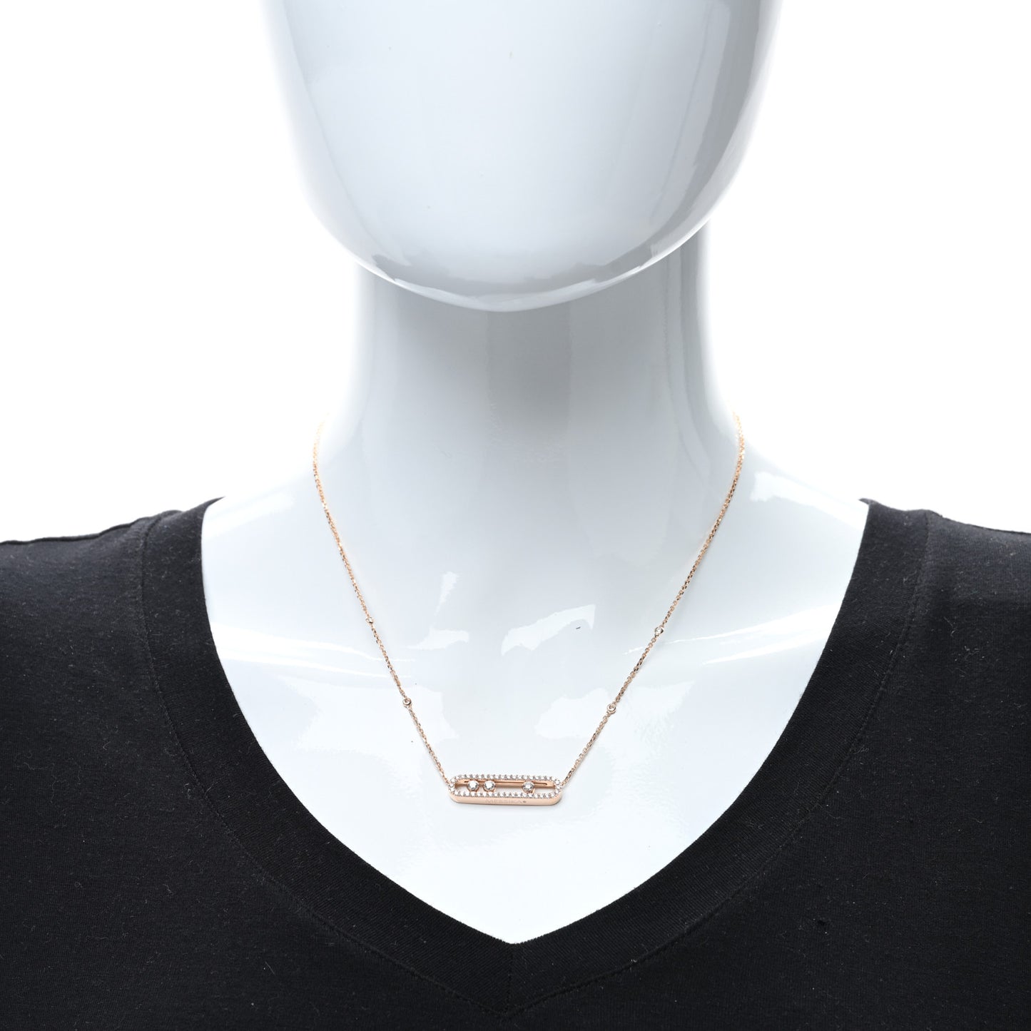 18K Rose Gold Diamond Move Pave Necklace