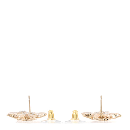 Chanel Crystal CC Flower Earrings Gold 3 of 5