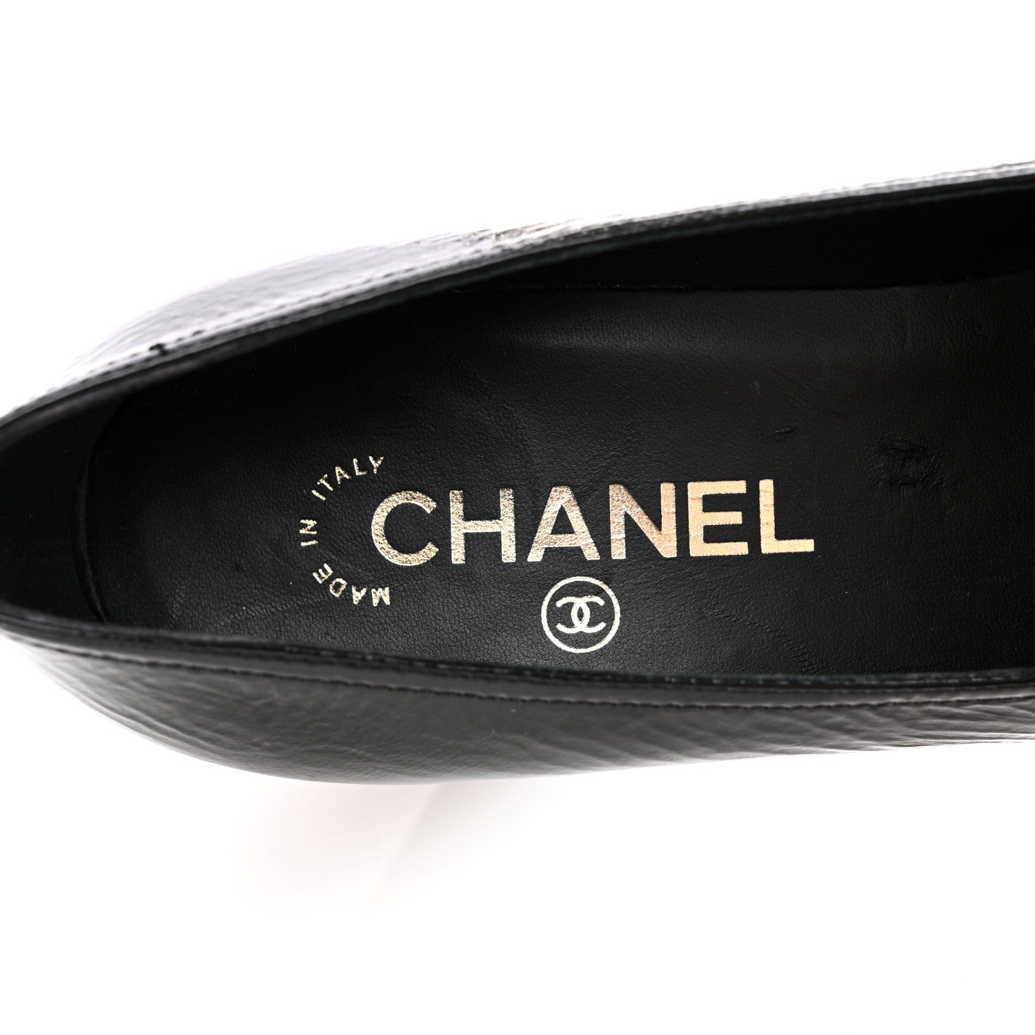Chanel Patent Calfskin Crystal Cap Toe Logo Pumps 38 Black 8 of 11
