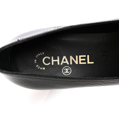 Chanel Patent Calfskin Crystal Cap Toe Logo Pumps 38 Black 8 of 11