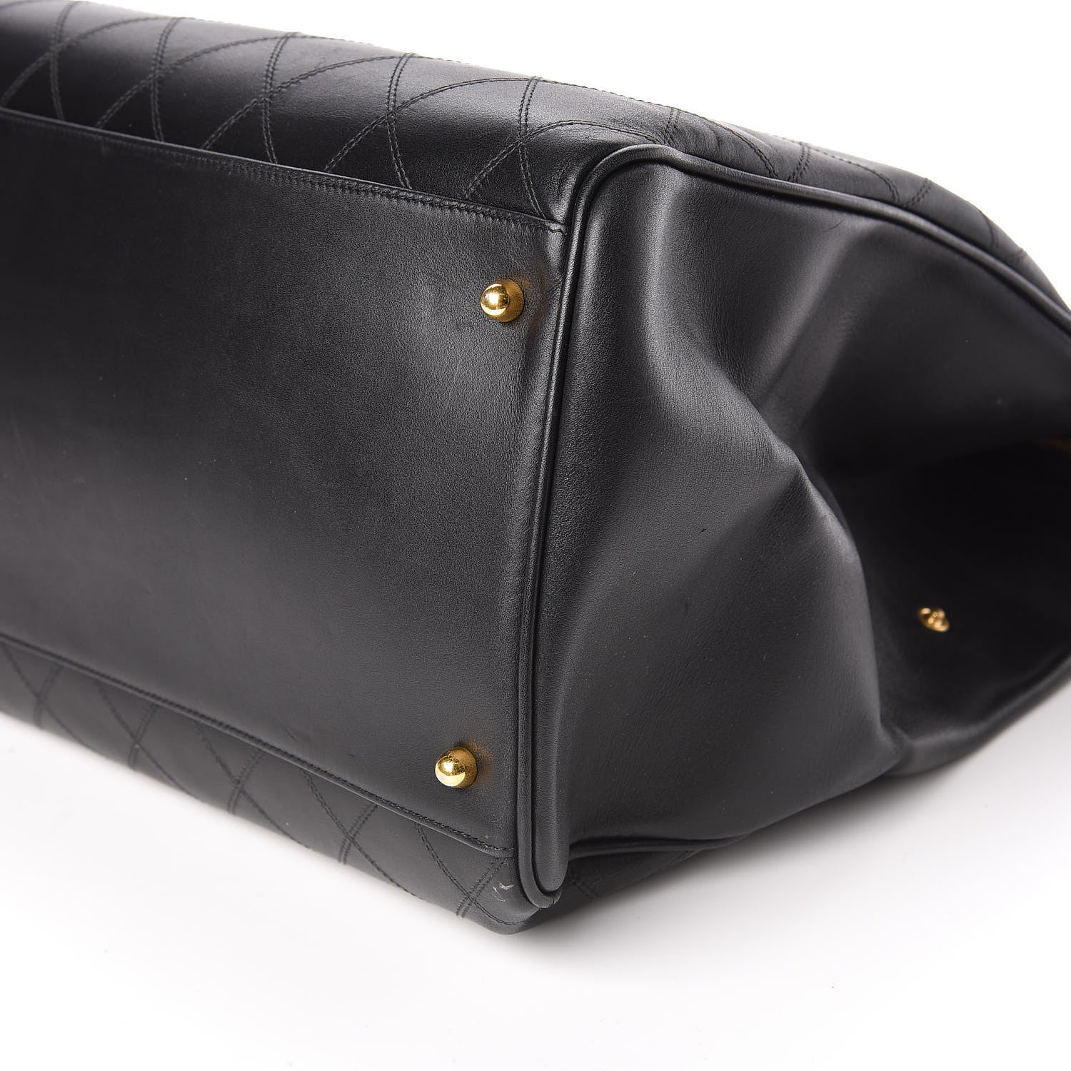 Chanel Calfskin Stitched XL Weekender Black 10 of 11