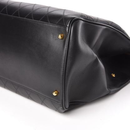 Chanel Calfskin Stitched XL Weekender Black 10 of 11