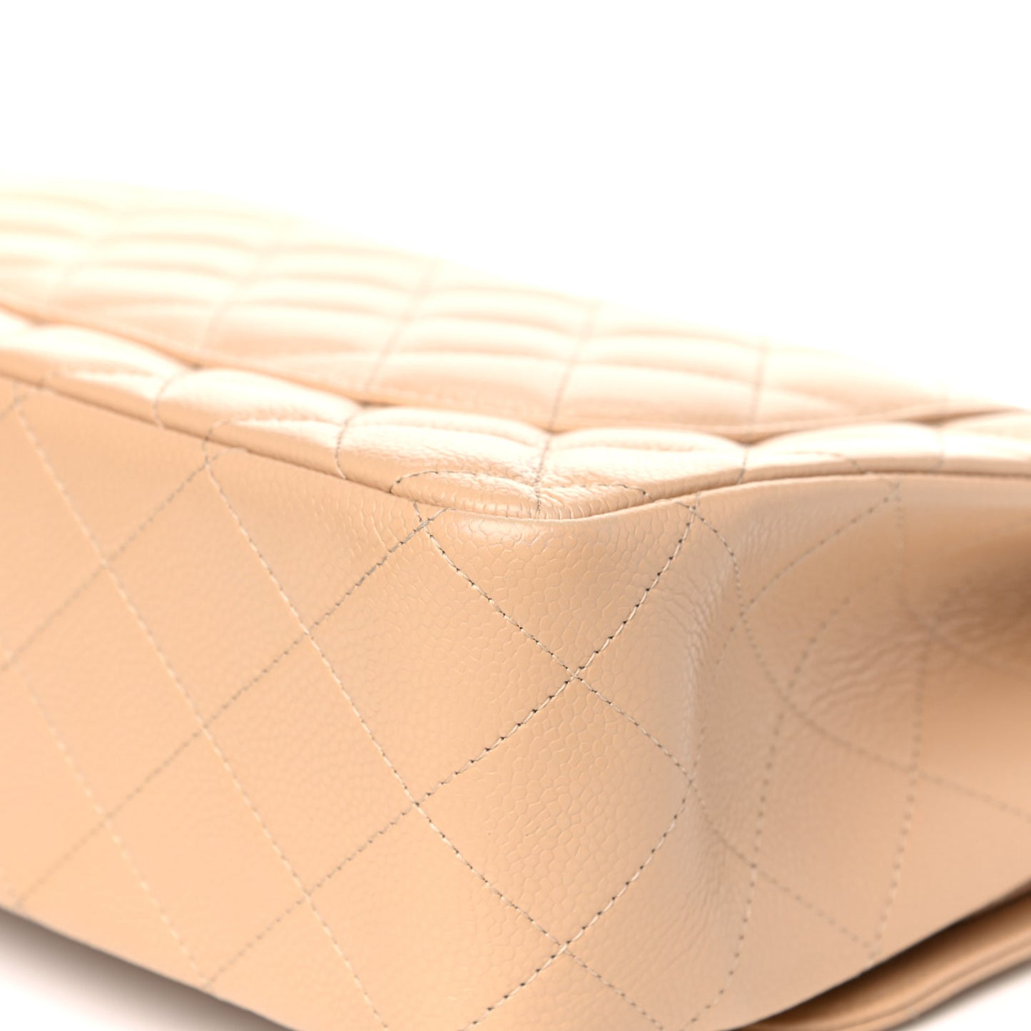 Caviar Quilted Jumbo Double Flap Beige Clair
