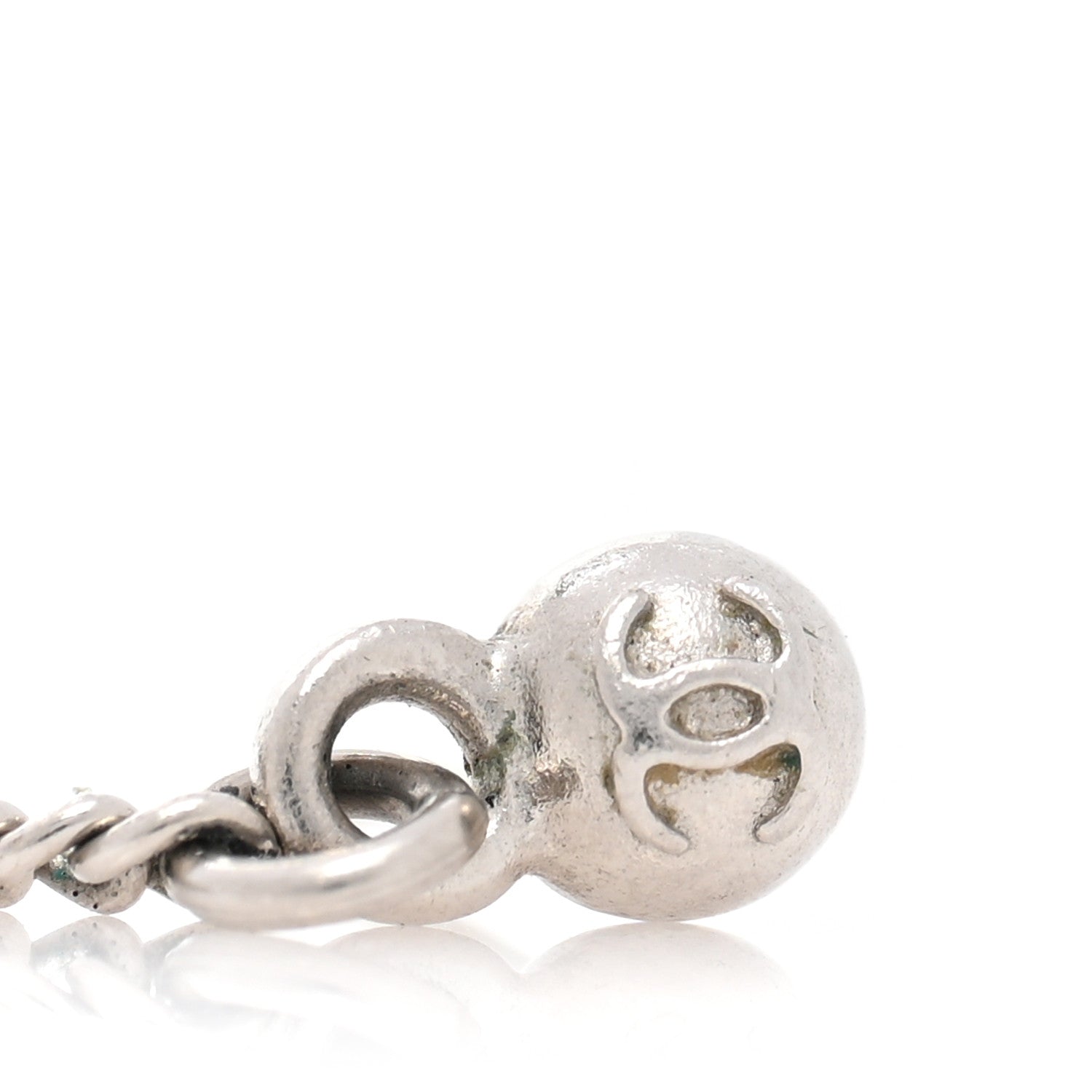 Chanel Baguette Crystal CC Drop Earrings Silver 4 of 4