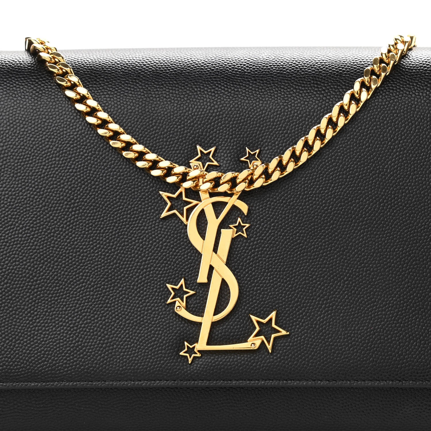 Saint Laurent Grain De Poudre Star Monogram Kate Satchel Black 7 of 9