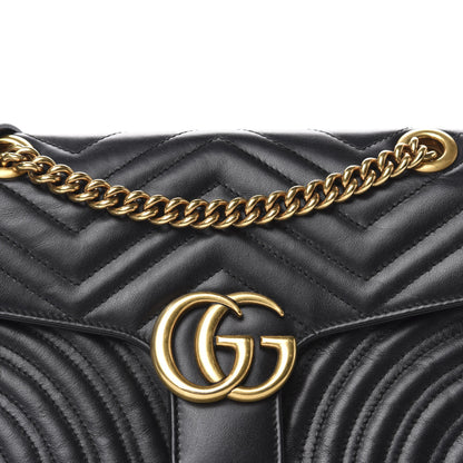 Gucci Calfskin Matelasse Small GG Marmont Shoulder Bag Black 11 of 11