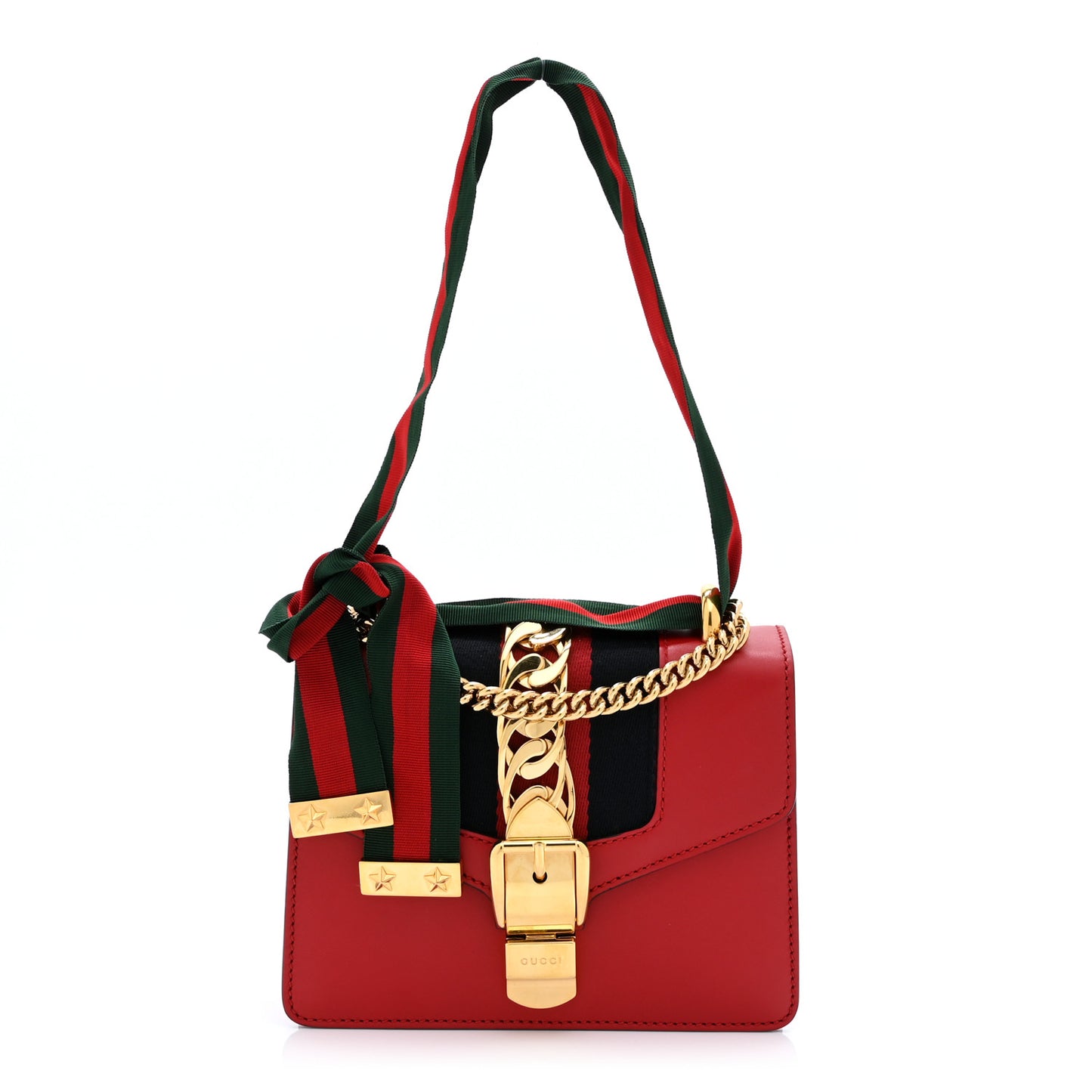 Calfskin Mini Sylvie Chain Shoulder Bag Hibiscus Red