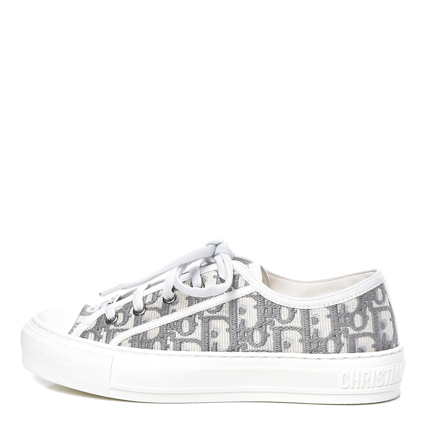 Canvas Oblique Walk'N'Dior Low Top Sneakers 37.5 Grey Stone