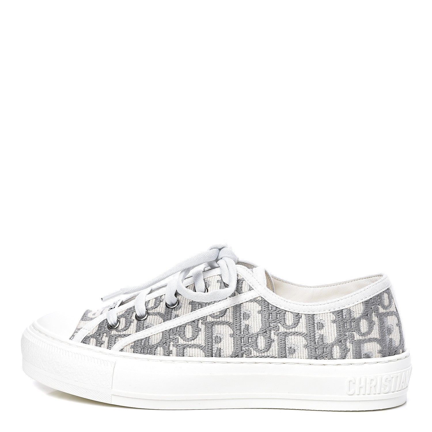Christian Dior Canvas Oblique Walk'N'Dior Low Top Sneakers 37.5 Grey Stone 1 of 10