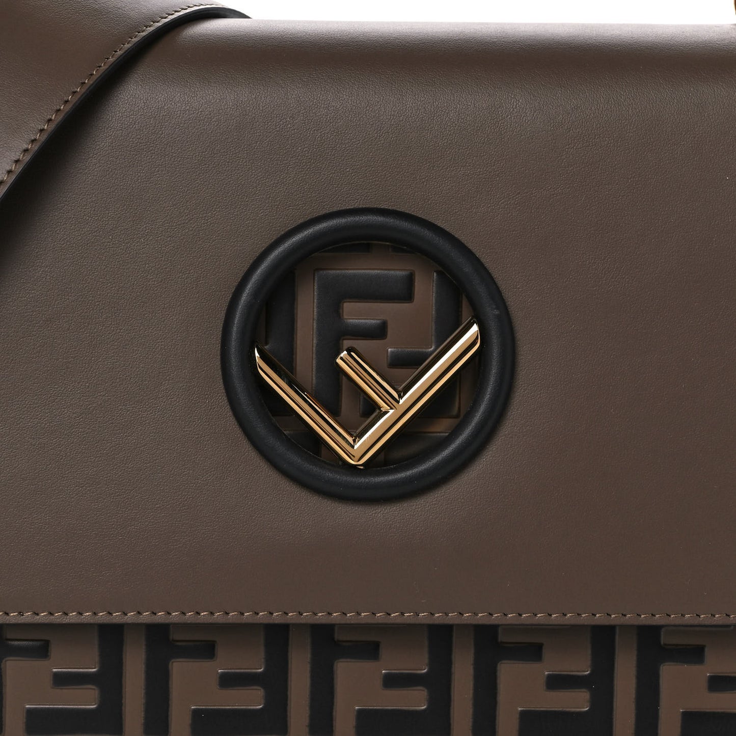 Vitello Century F is Fendi Bi-Color FF 1974 Embossed Kan I Shoulder Bag Maya Black