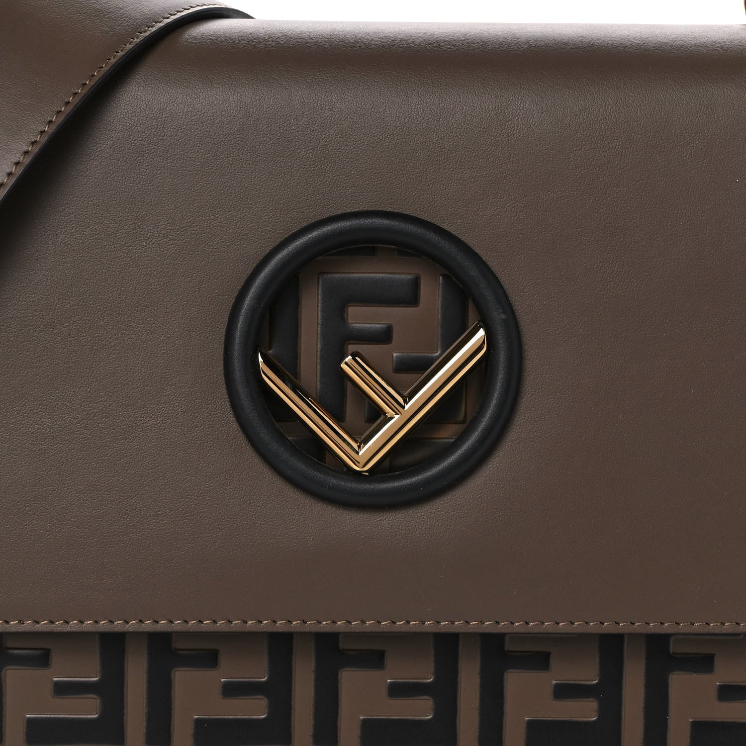 Fendi Vitello Century F is Fendi Bi-Color FF 1974 Embossed Kan I Shoulder Bag Maya Black 10 of 14