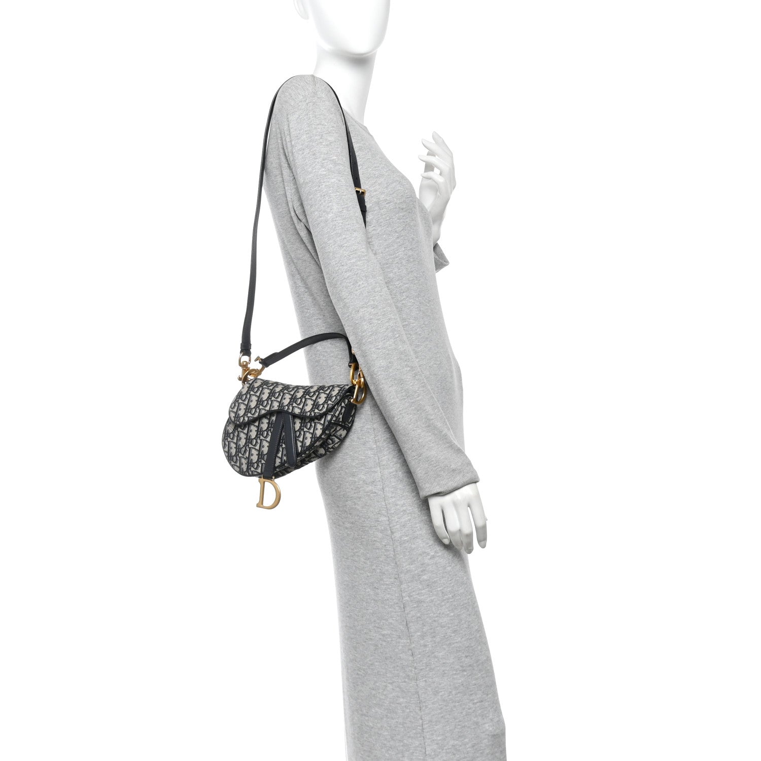 Christian Dior Oblique Mini Saddle Bag With Strap  Blue 2 of 9