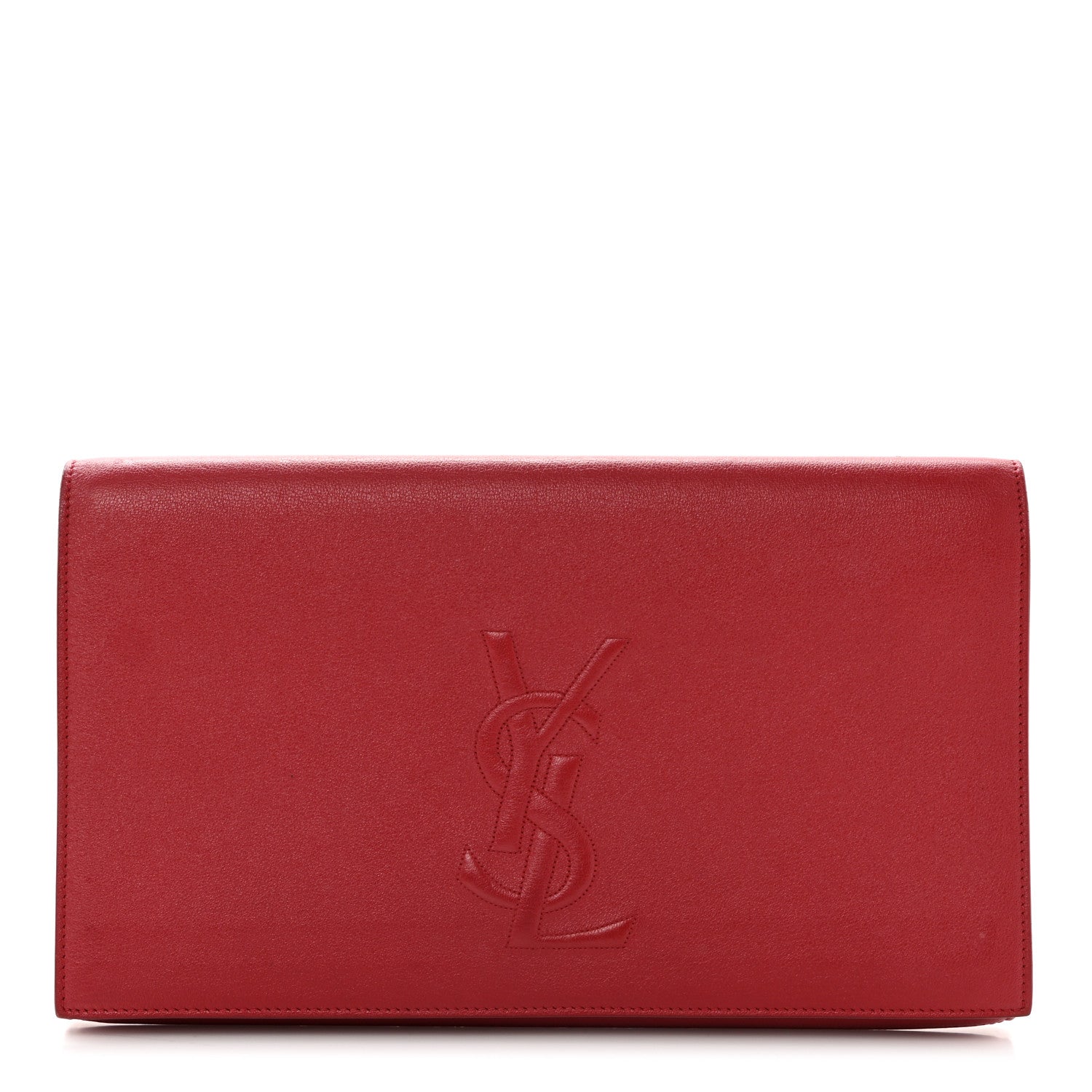 Saint Laurent Calfskin Monogram Large Belle De Jour Clutch Red 1 of 9