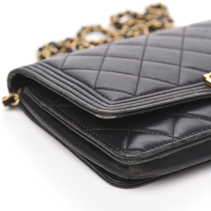 Chanel Lambskin Quilted Boy Wallet On Chain WOC Black 9 of 20