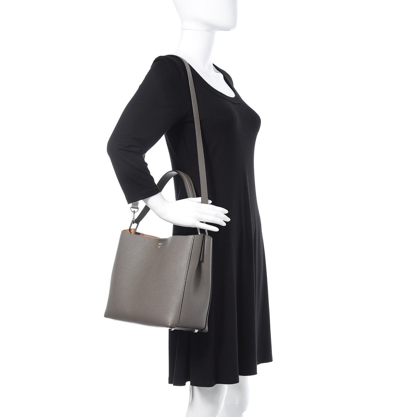 Grained Calfskin Visetos Medium Sarah Hobo Grey