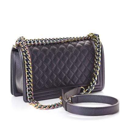 Chanel Iridescent Goatskin Quilted Medium Boy Flap Purple 3 of 10