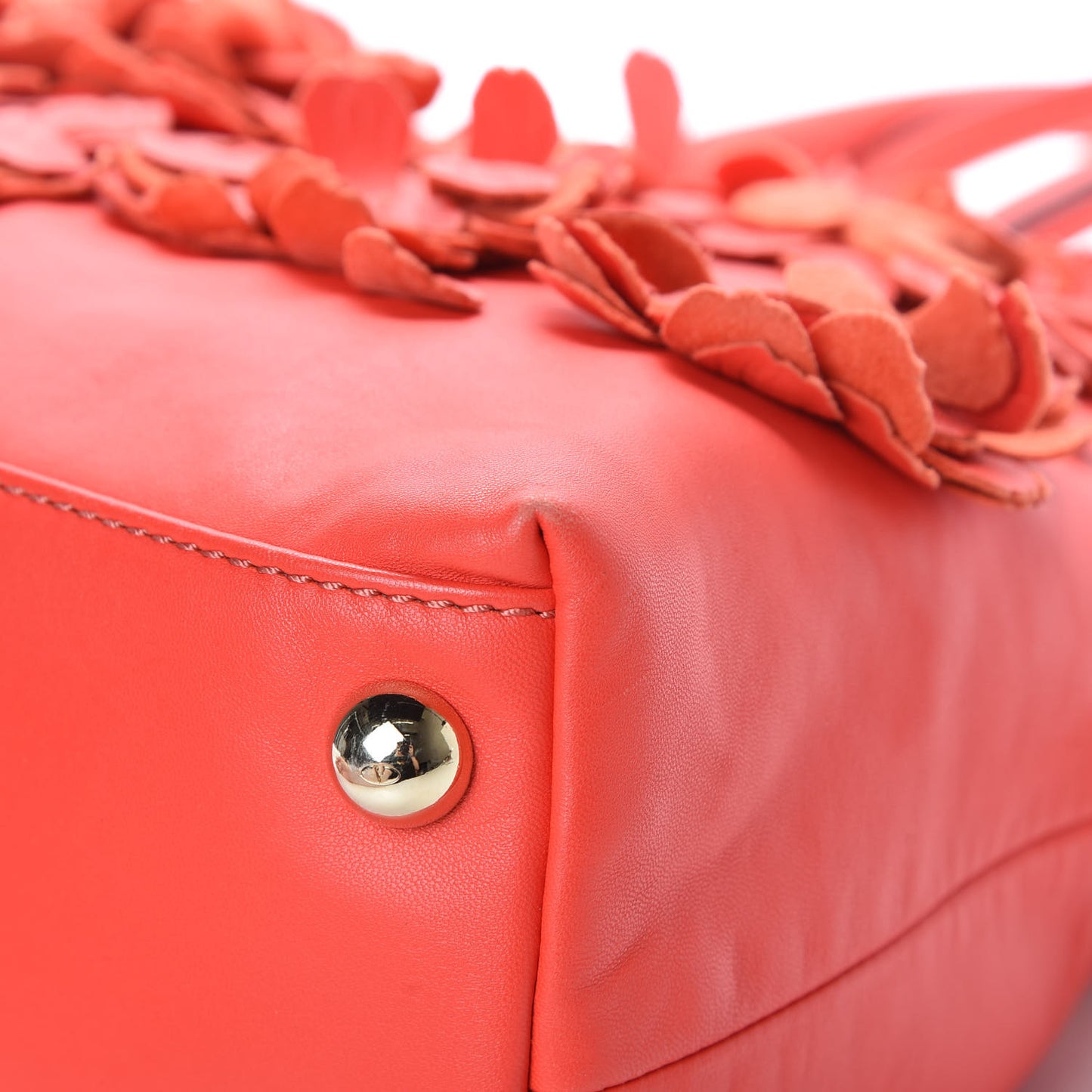 Nappa Floral Applique Tote Red