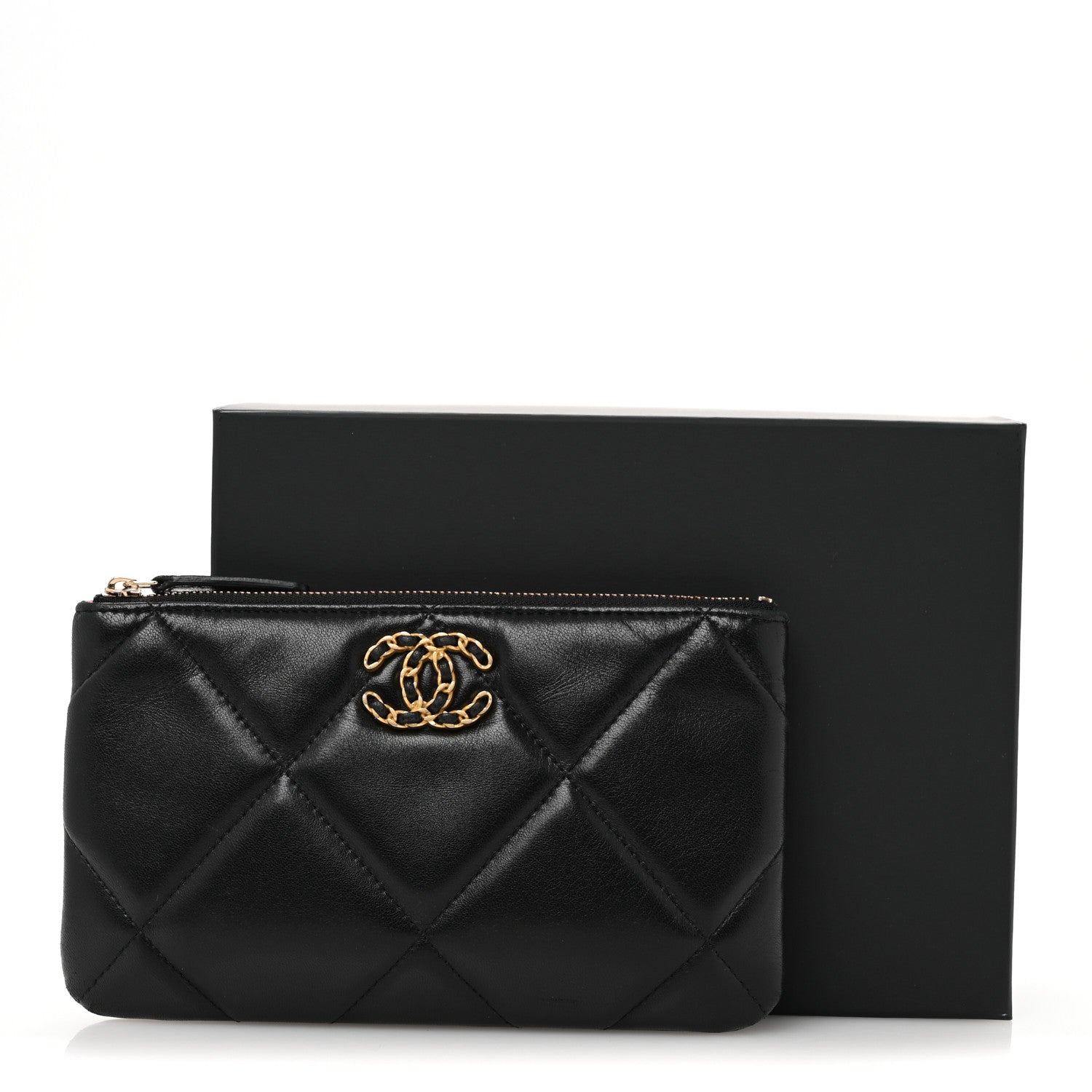 Chanel Lambskin Quilted Small Chanel 19 Pouch Black 11 of 11